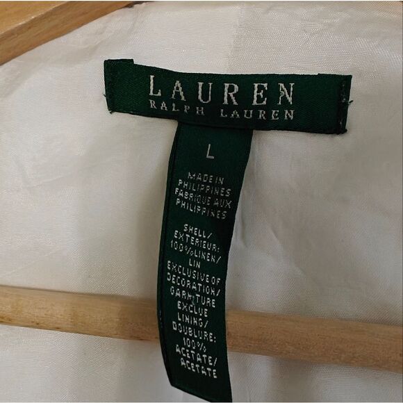 VTG Ralph Lauren 100% Linen White Cream Blazer Gold tone buttons size L - Picture 8 of 9